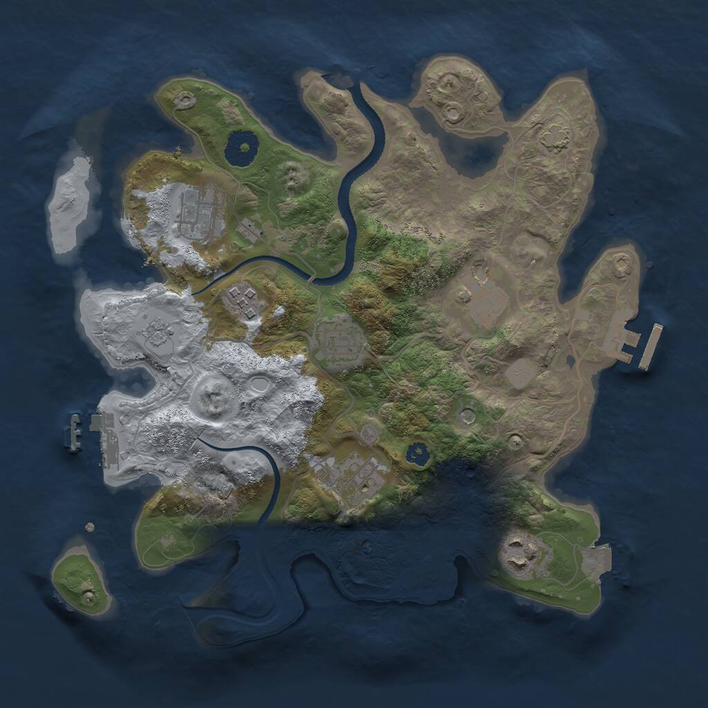 Rust Map: Procedural Map, Size: 3000, Seed: 9941, 12 Monuments