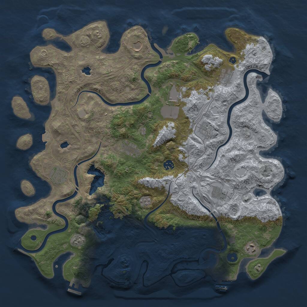 Rust Map: Procedural Map, Size: 4500, Seed: 2063908482, 16 Monuments