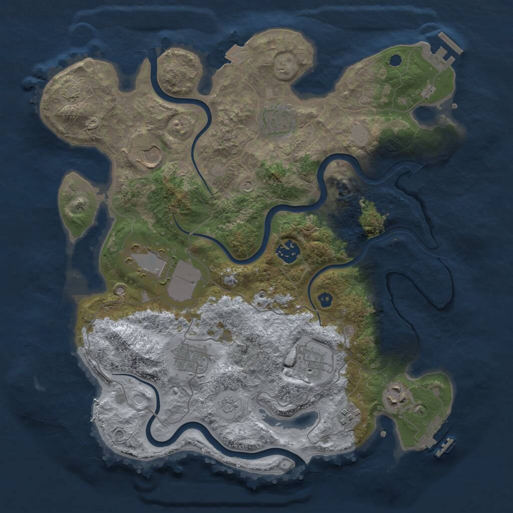 Rust Map: Procedural Map, Size: 3500, Seed: 473432342, 14 Monuments