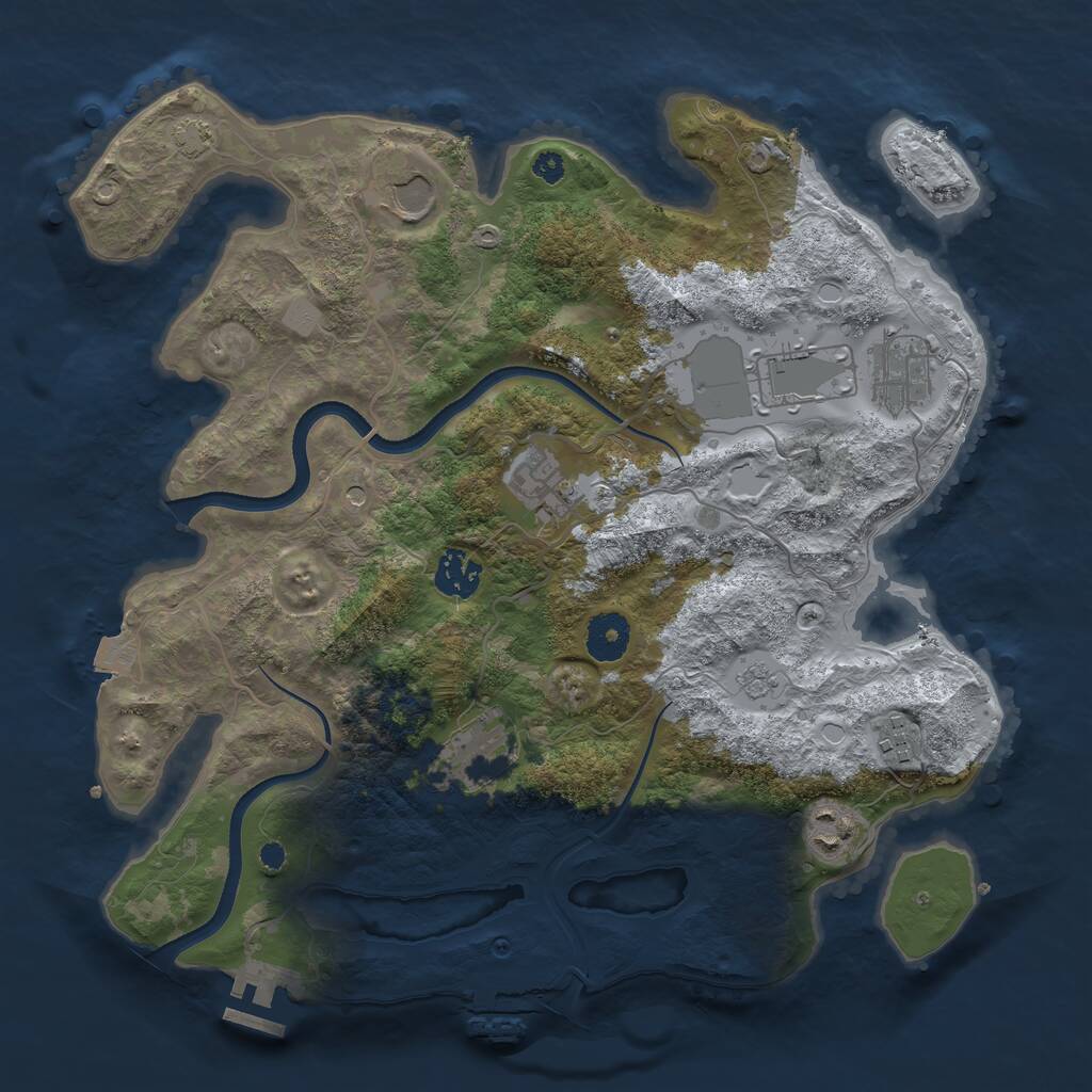 Rust Map: Procedural Map, Size: 3500, Seed: 2146815455, 14 Monuments