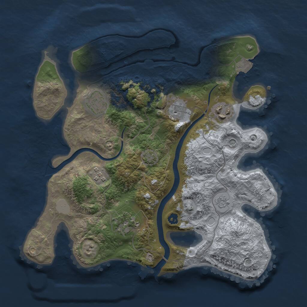 Rust Map: Procedural Map, Size: 2850, Seed: 974469926, 9 Monuments
