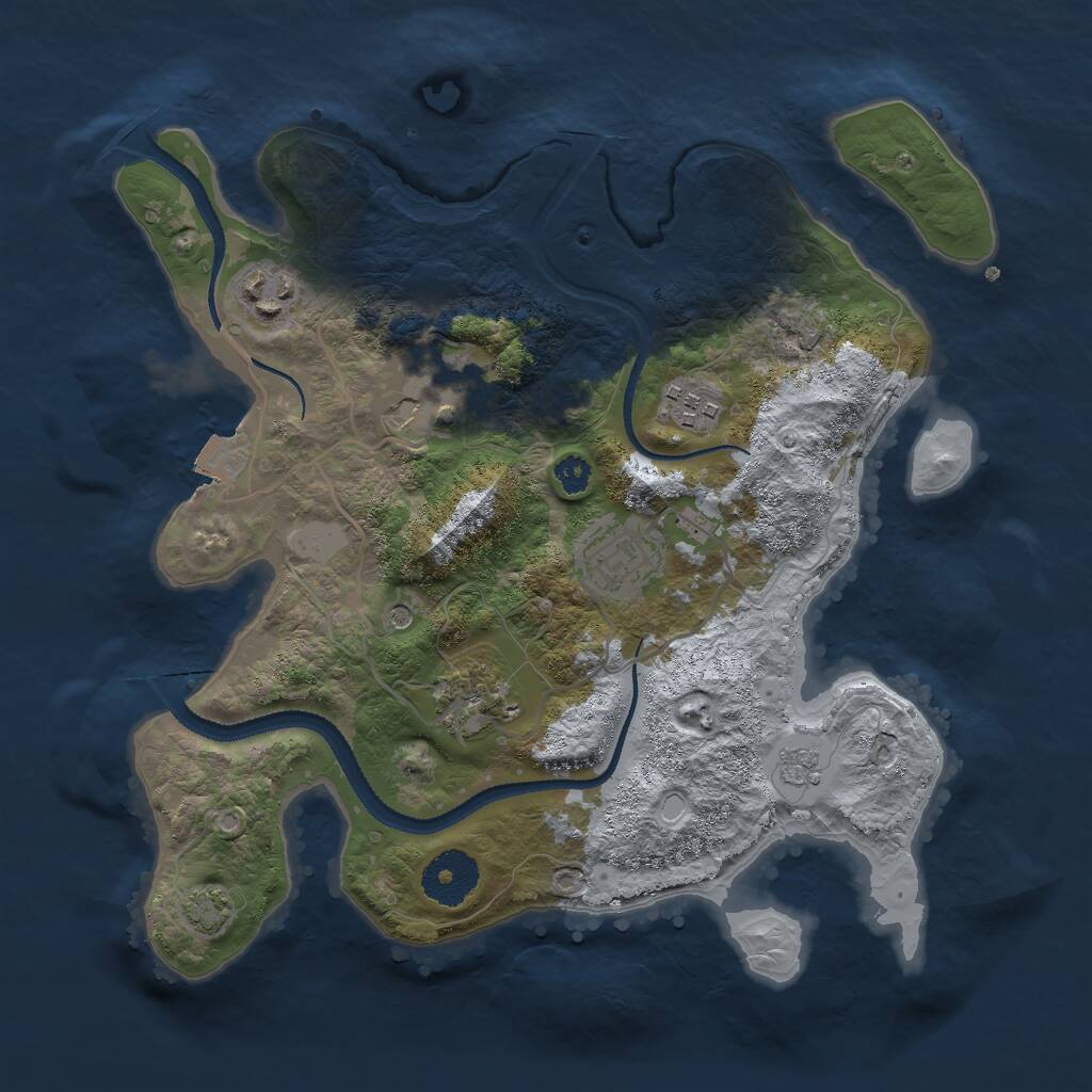 Rust Map: Procedural Map, Size: 3000, Seed: 19406, 9 Monuments