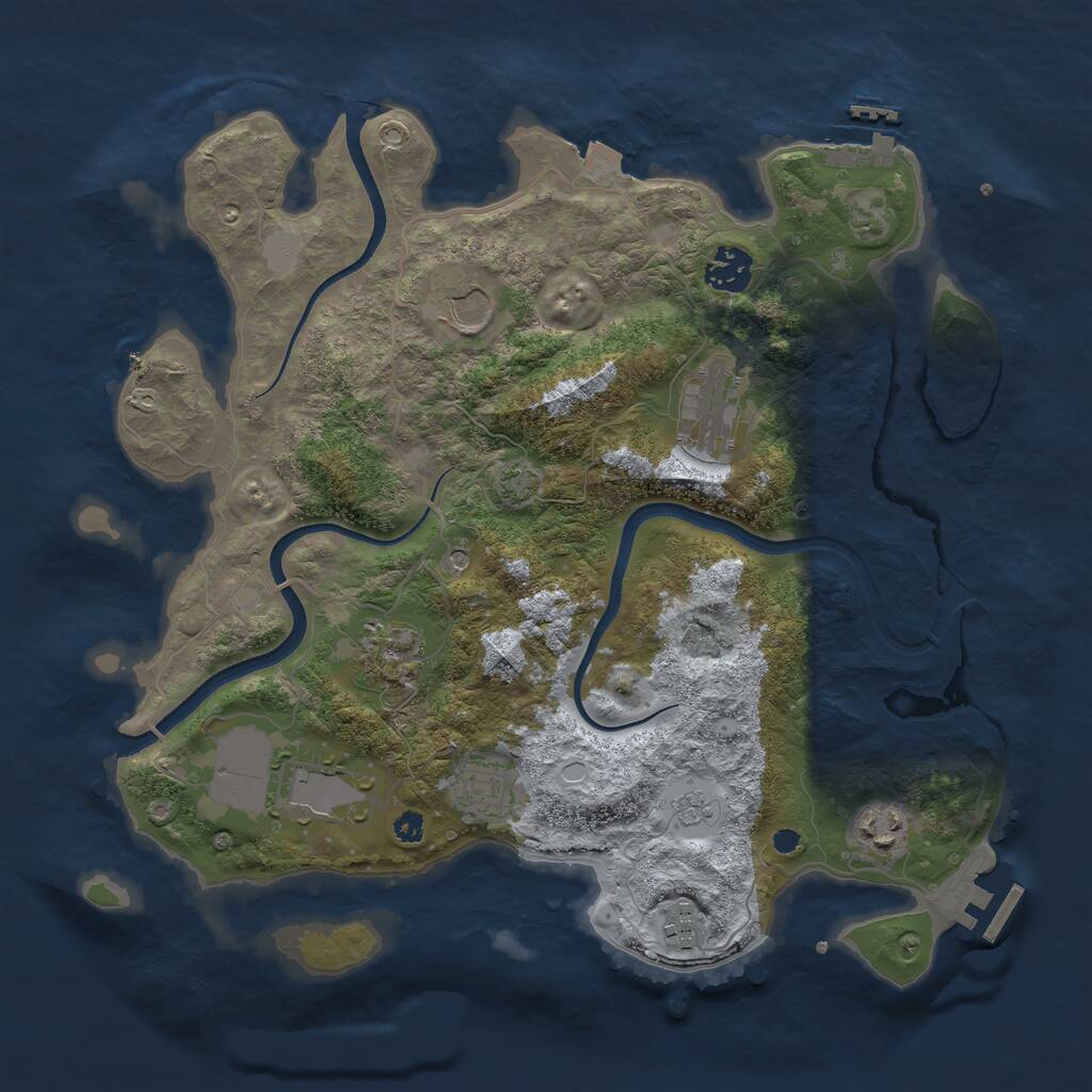 Rust Map: Procedural Map, Size: 3500, Seed: 225085, 14 Monuments