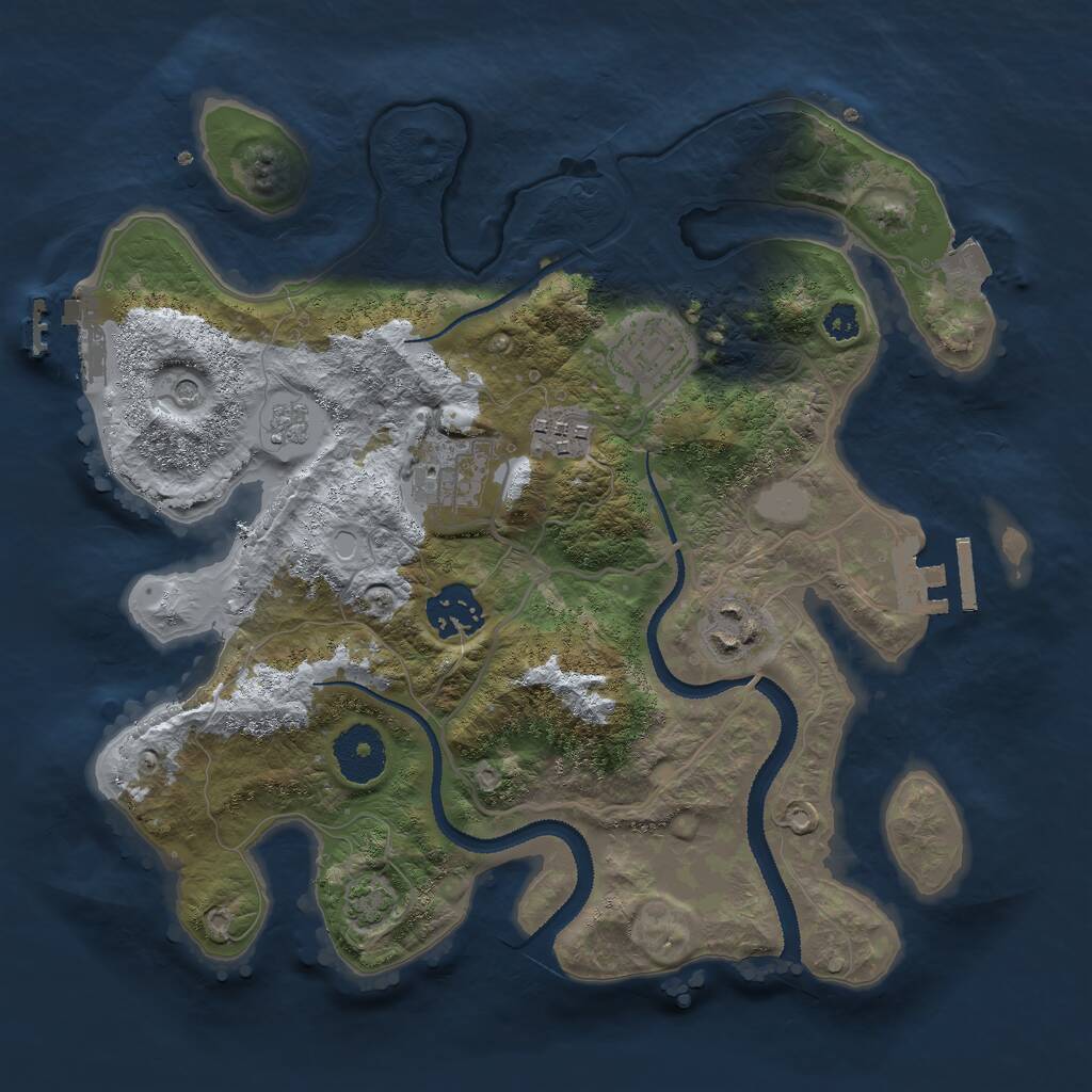 Rust Map: Procedural Map, Size: 3000, Seed: 1838779389, 11 Monuments