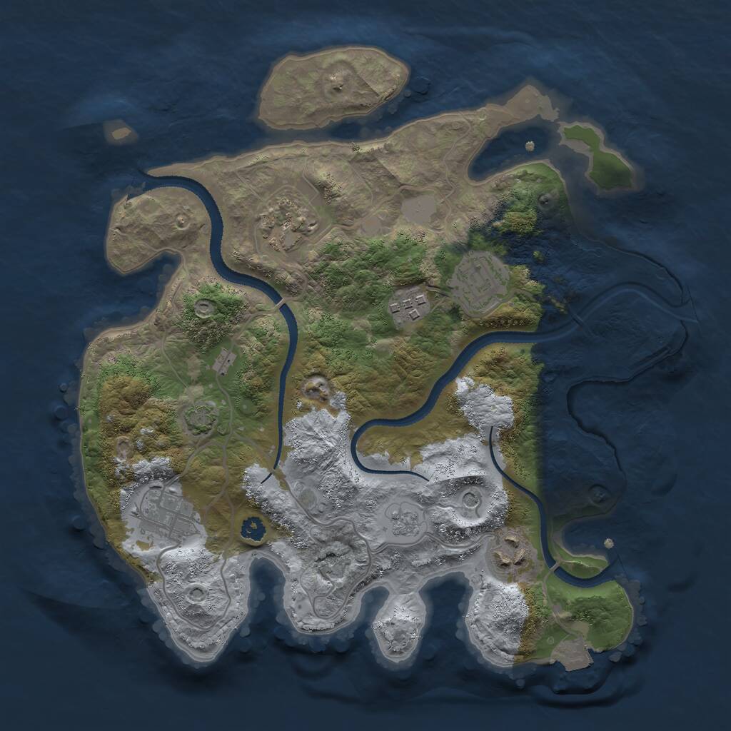 Rust Map: Procedural Map, Size: 3000, Seed: 11207, 9 Monuments
