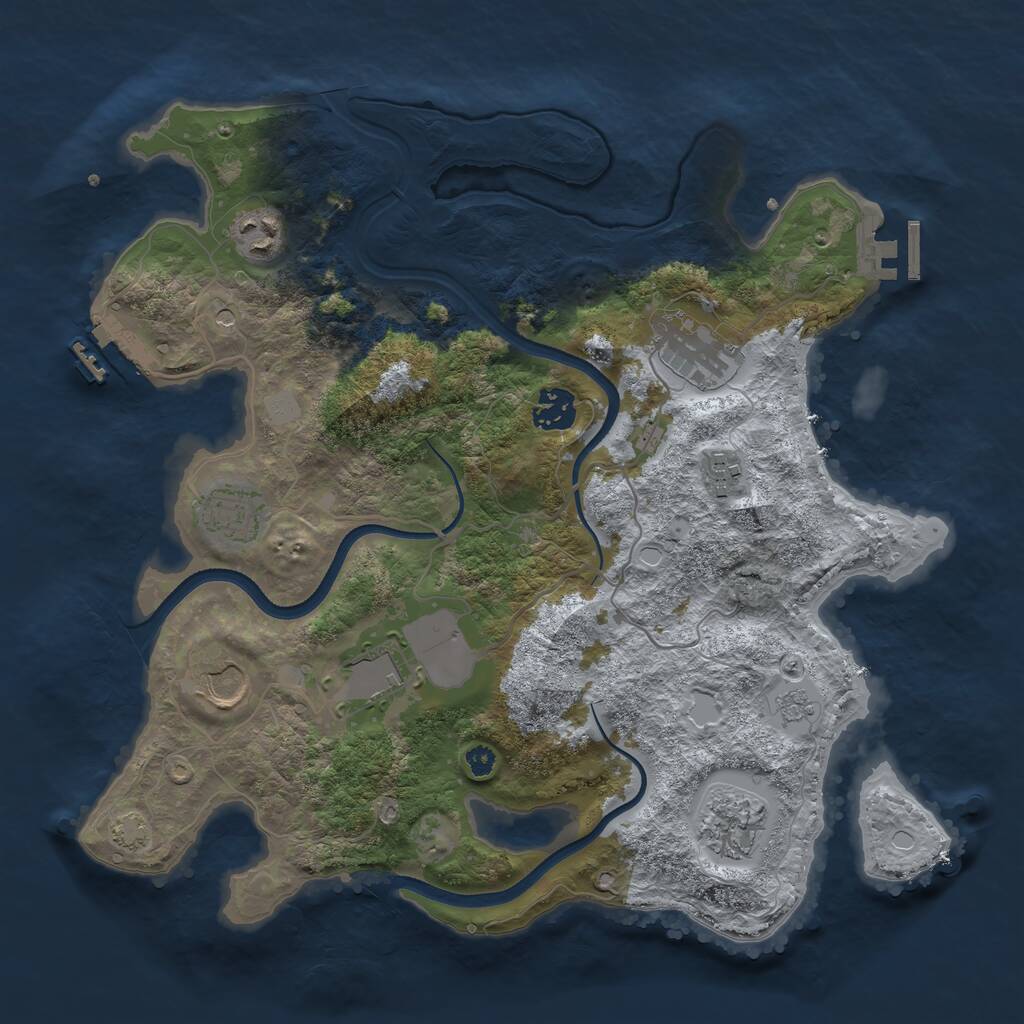 Rust Map: Procedural Map, Size: 3500, Seed: 989691353, 14 Monuments