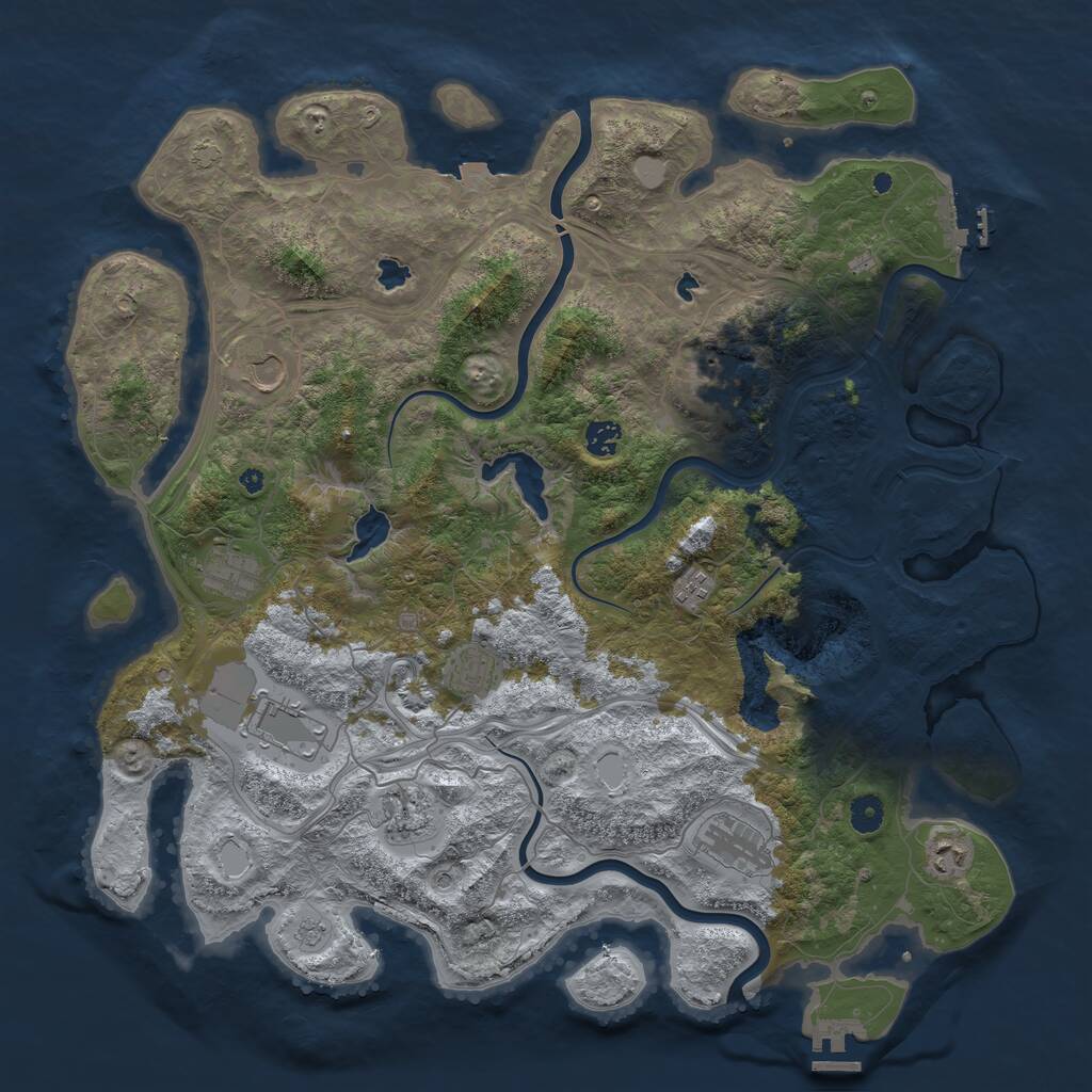 Rust Map: Procedural Map, Size: 4500, Seed: 69038093, 16 Monuments