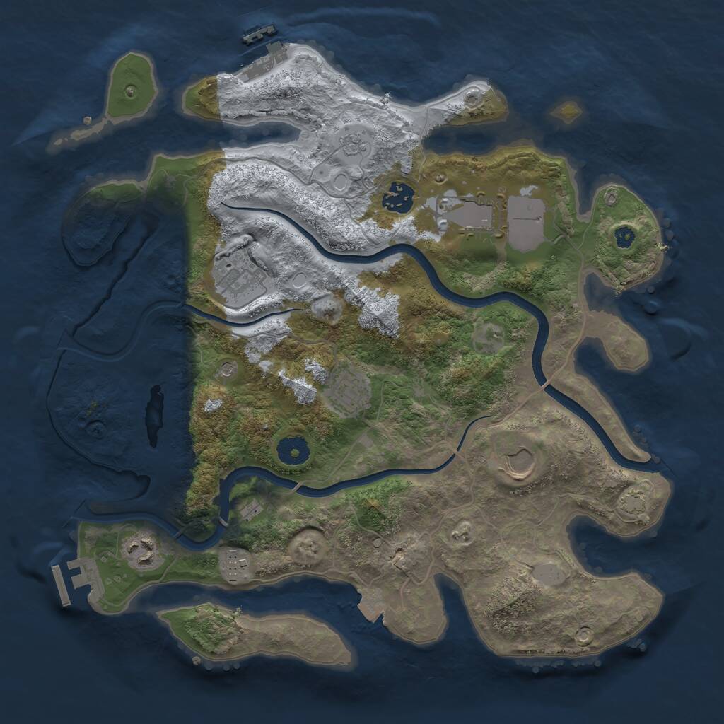 Rust Map: Procedural Map, Size: 3500, Seed: 782451, 13 Monuments