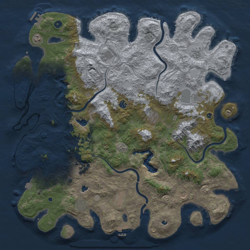 Rust Map: Procedural Map, Size: 5000, Seed: 1743824231, 17 Monuments