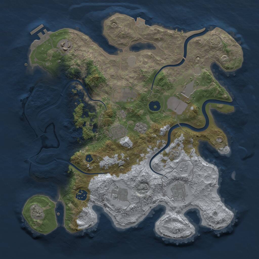 Rust Map: Procedural Map, Size: 3500, Seed: 9090901, 13 Monuments