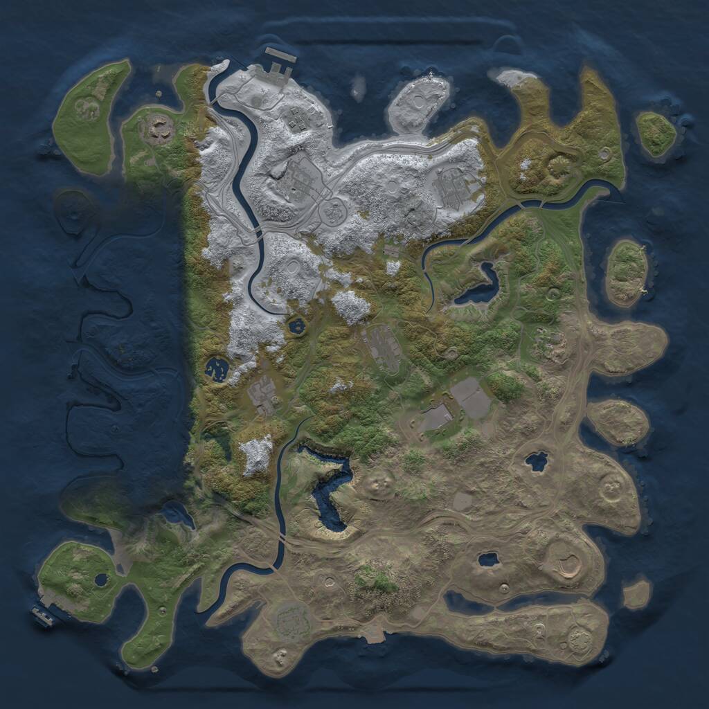 Rust Map: Procedural Map, Size: 4500, Seed: 1892945667, 17 Monuments