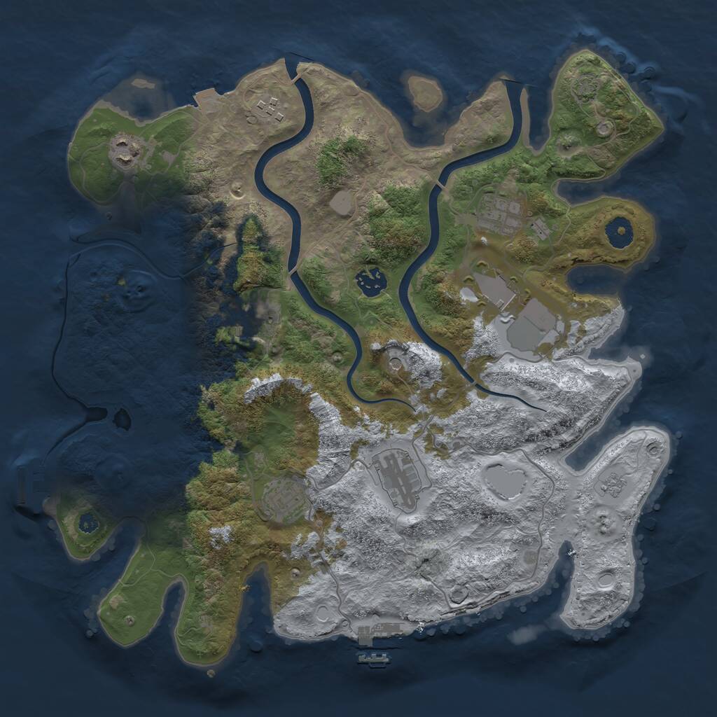 Rust Map: Procedural Map, Size: 3700, Seed: 1356377560, 14 Monuments