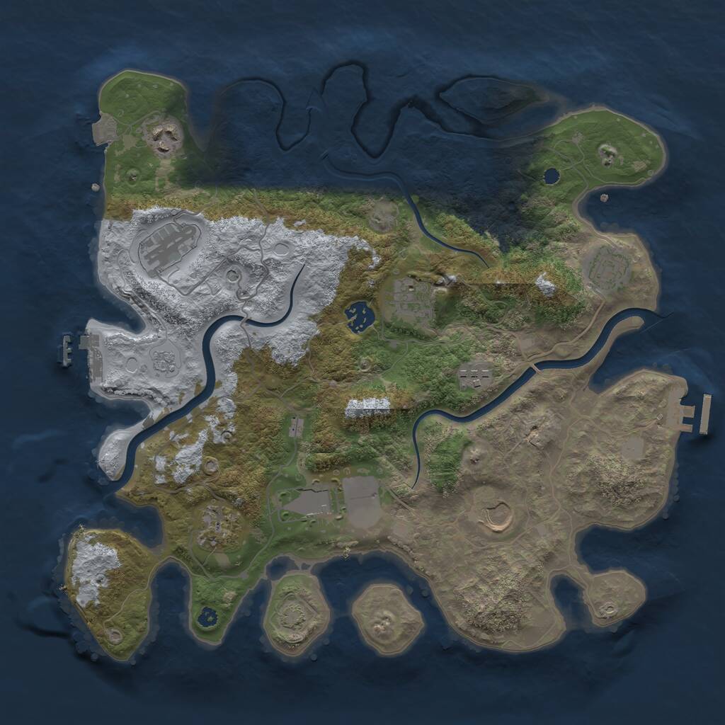 Rust Map: Procedural Map, Size: 3700, Seed: 1462668041, 15 Monuments