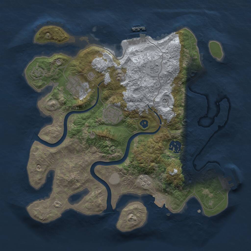 Rust Map: Procedural Map, Size: 3000, Seed: 31061643, 10 Monuments