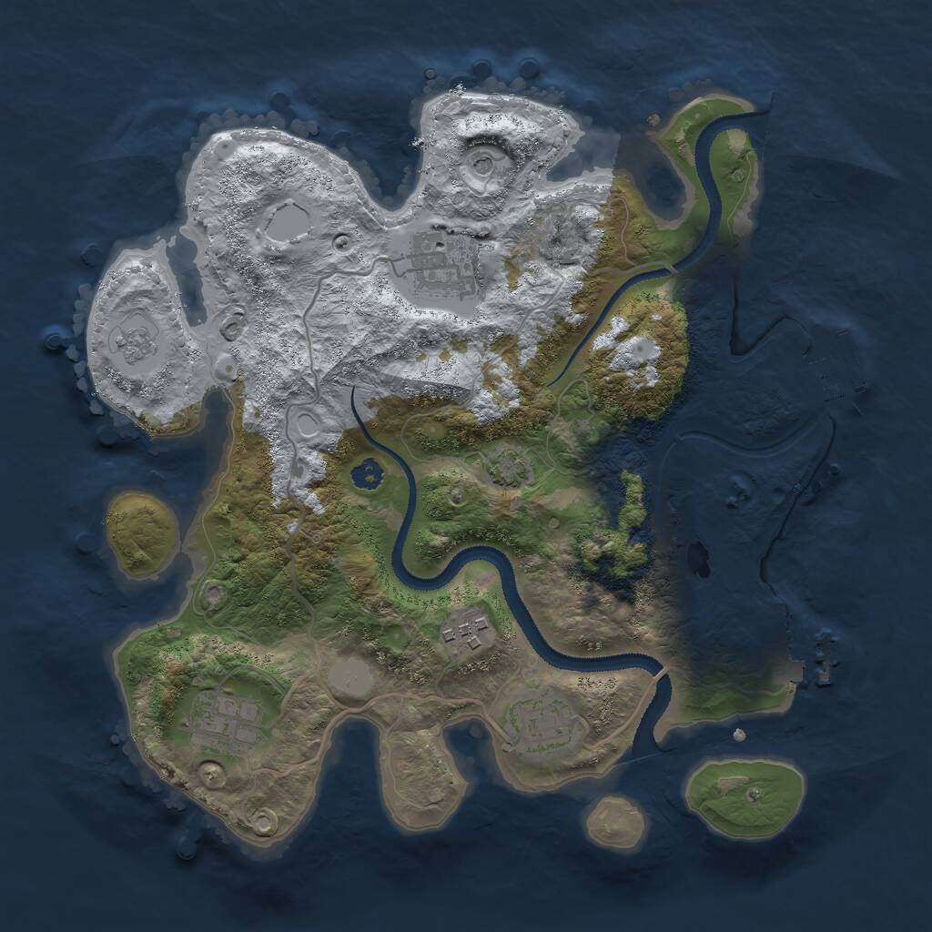 Rust Map: Procedural Map, Size: 3000, Seed: 1390974825, 10 Monuments