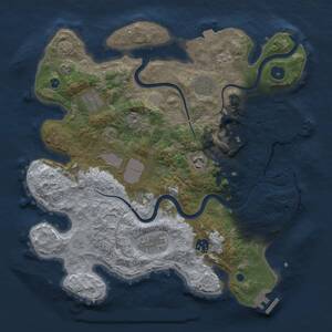 Thumbnail Rust Map: Procedural Map, Size: 3600, Seed: 1243937940, 14 Monuments