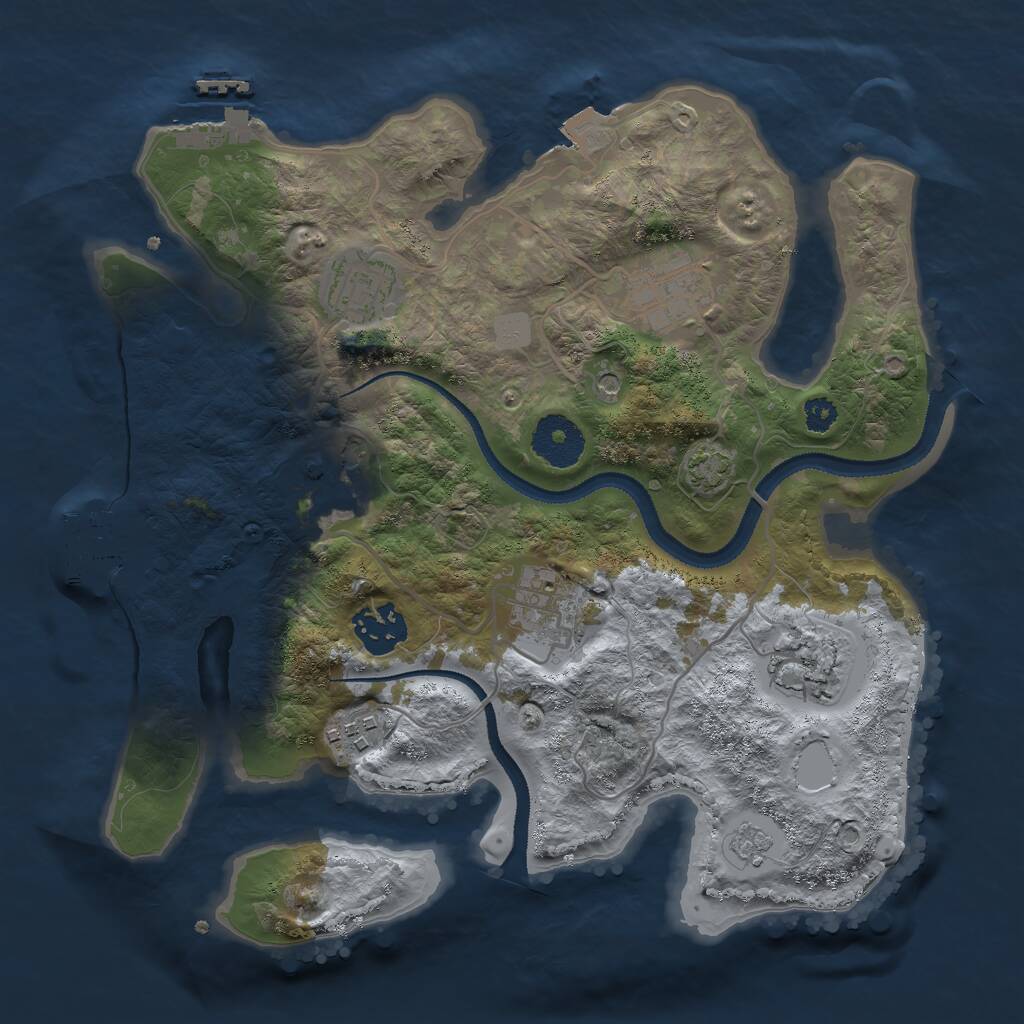 Rust Map: Procedural Map, Size: 3000, Seed: 1080367604, 13 Monuments