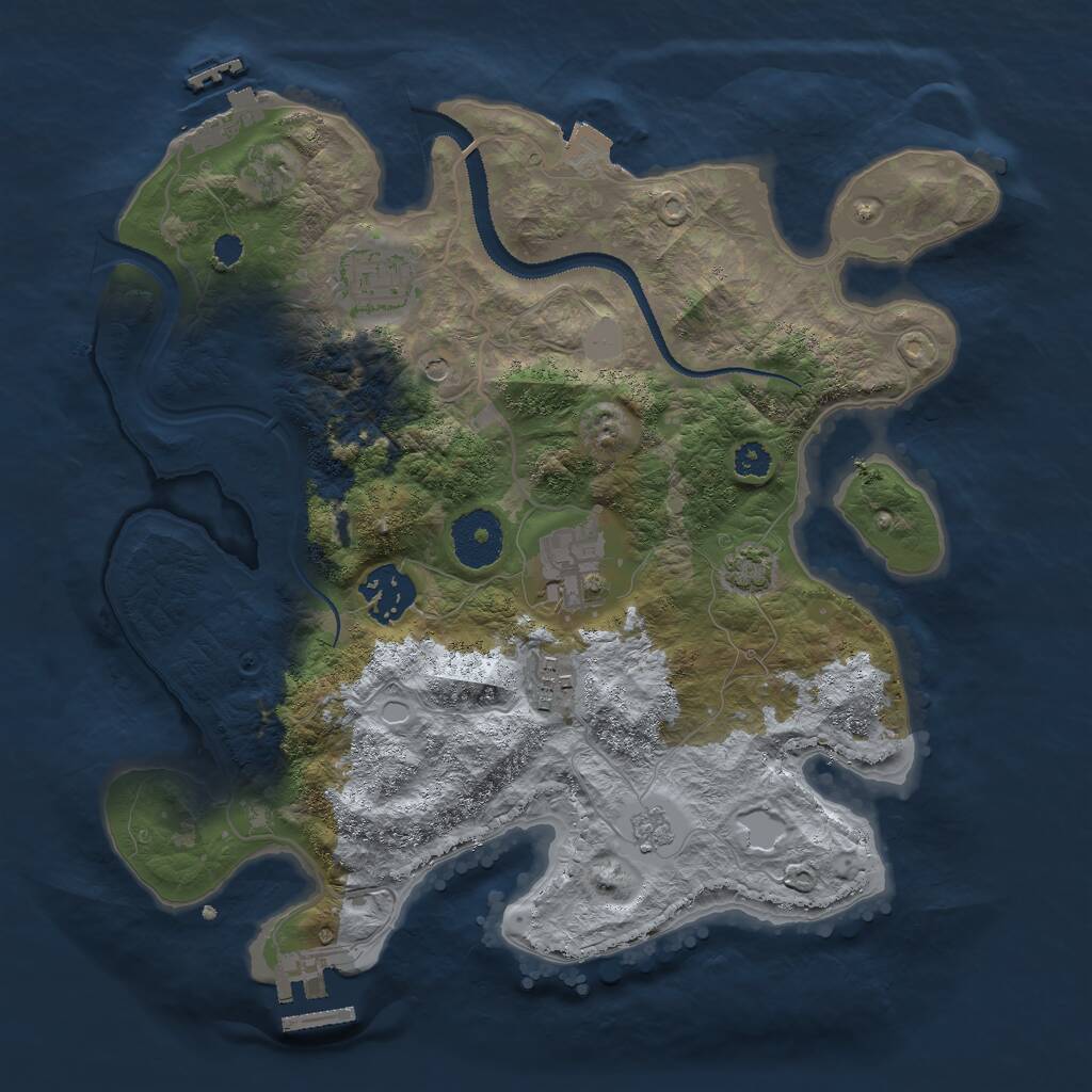 Rust Map: Procedural Map, Size: 3000, Seed: 78582, 10 Monuments