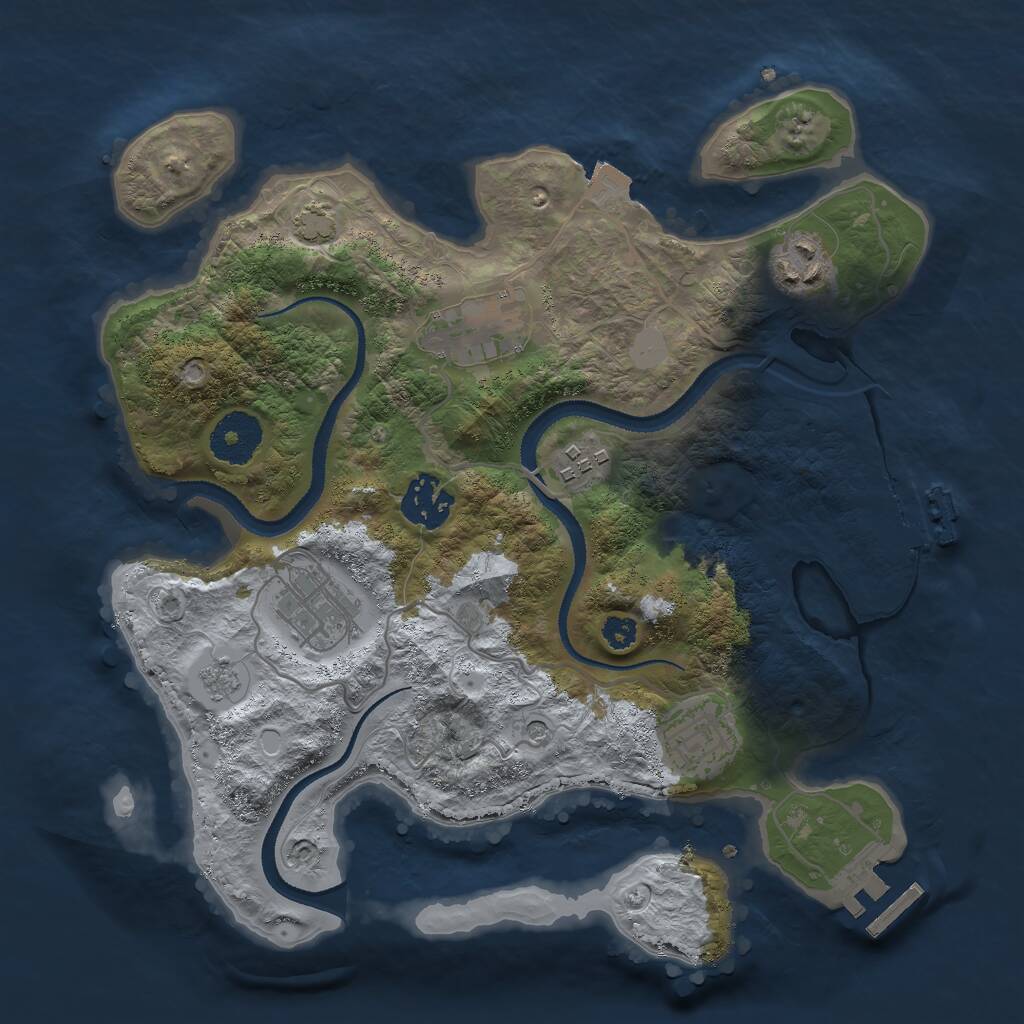 Rust Map: Procedural Map, Size: 3000, Seed: 1828876755, 12 Monuments