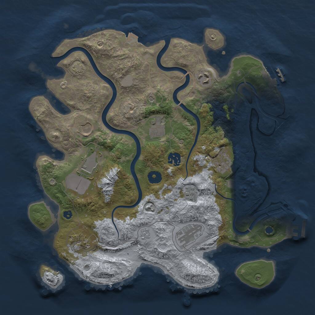 Rust Map: Procedural Map, Size: 3500, Seed: 387218110, 15 Monuments