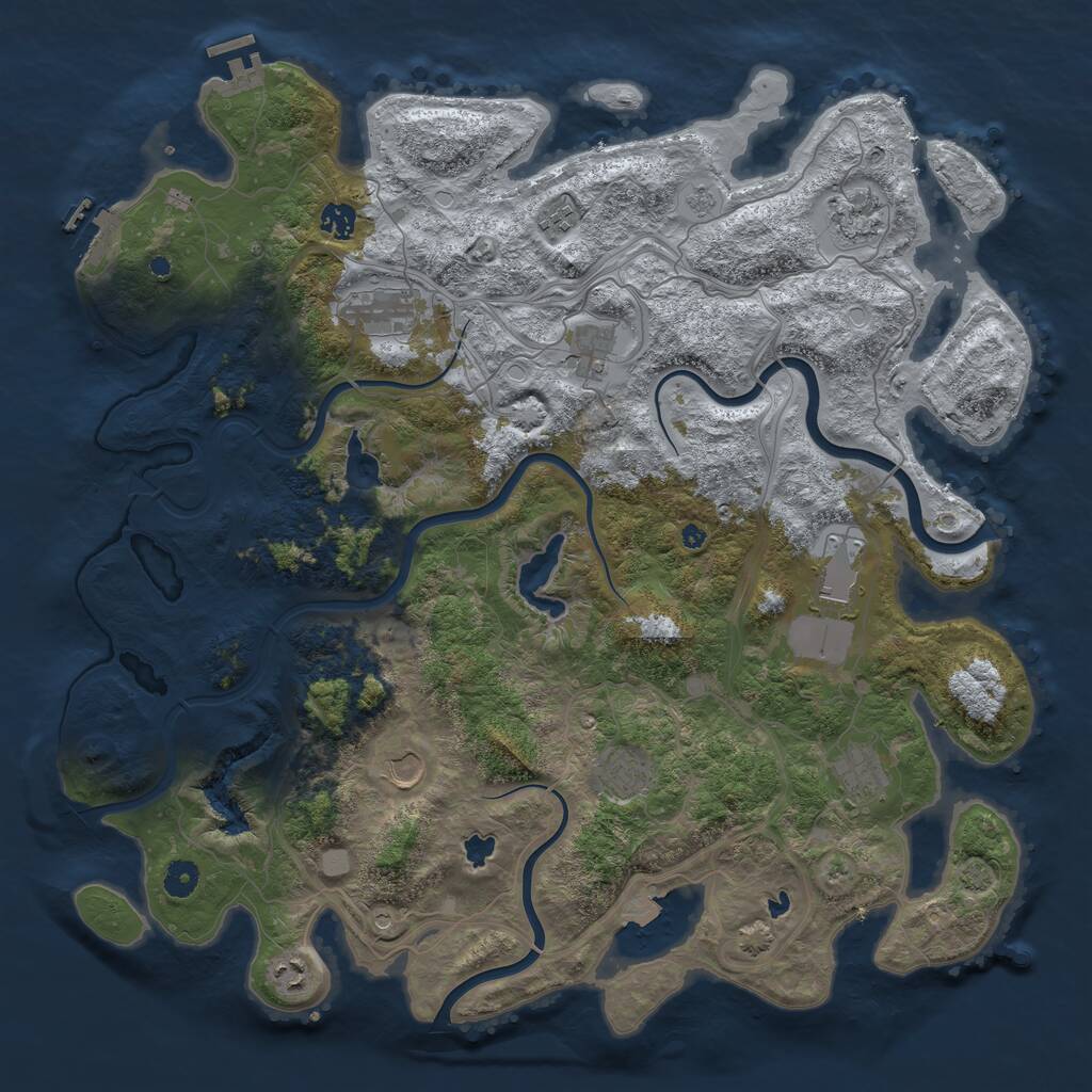 Rust Map: Procedural Map, Size: 4500, Seed: 839897068, 16 Monuments