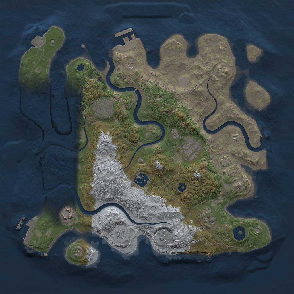 Rust Map: Procedural Map, Size: 3250, Seed: 1397160898, 12 Monuments