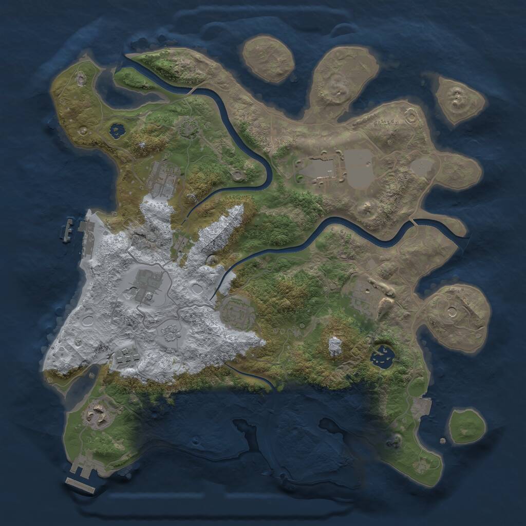 Rust Map: Procedural Map, Size: 3500, Seed: 1707171208, 14 Monuments