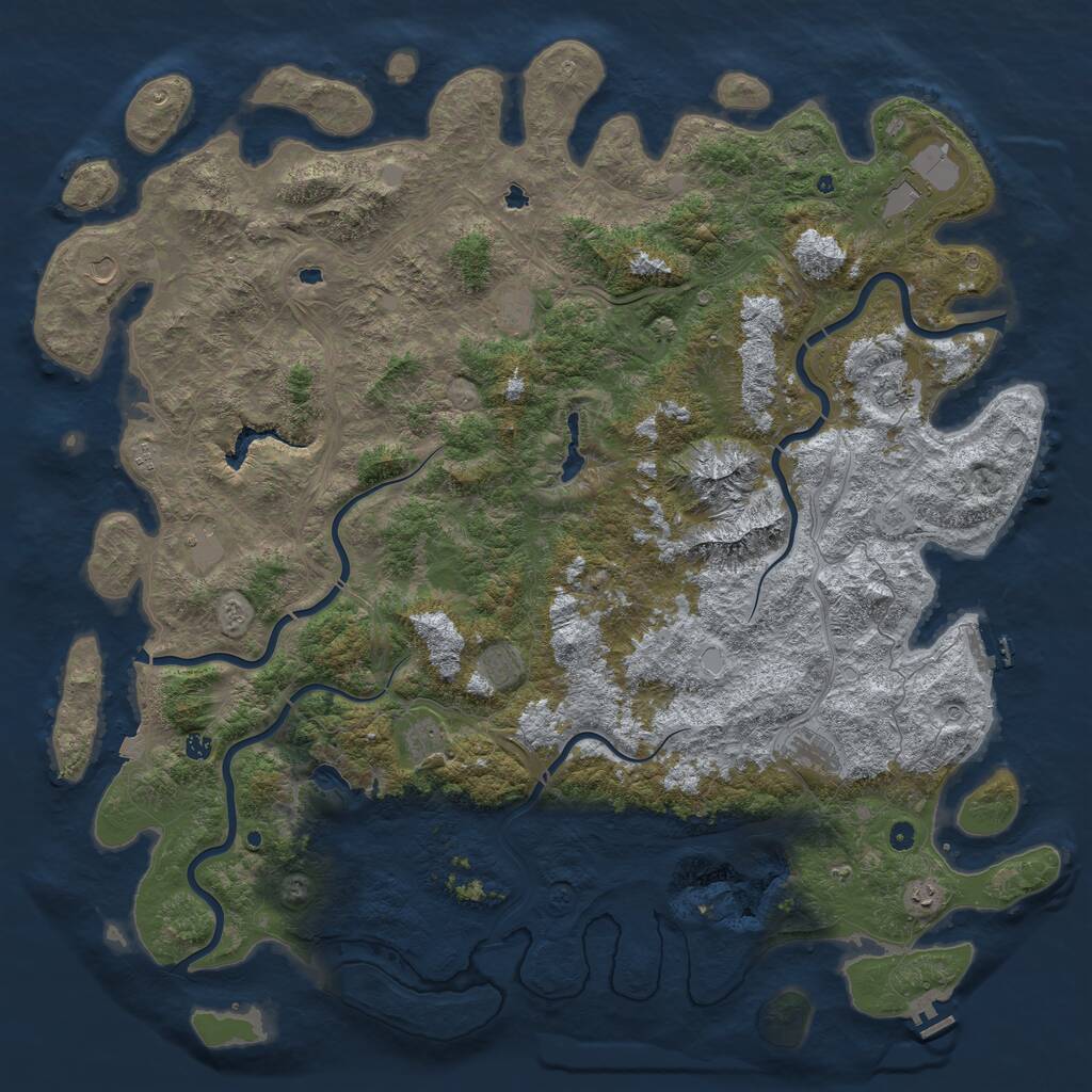 Rust Map: Procedural Map, Size: 6000, Seed: 1937744632, 17 Monuments