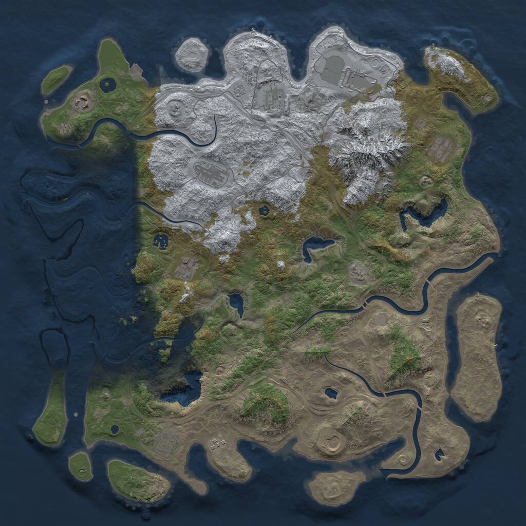 Rust Map: Procedural Map, Size: 5001, Seed: 334753, 14 Monuments