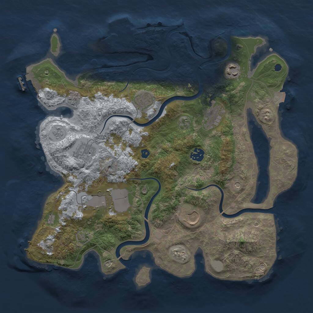 Rust Map: Procedural Map, Size: 3500, Seed: 1911701, 14 Monuments