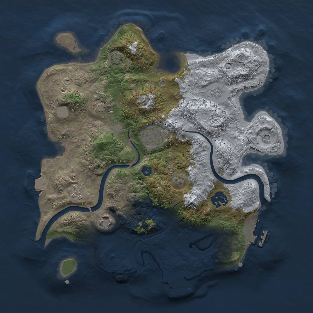 Rust Map: Procedural Map, Size: 3000, Seed: 1327904218, 11 Monuments