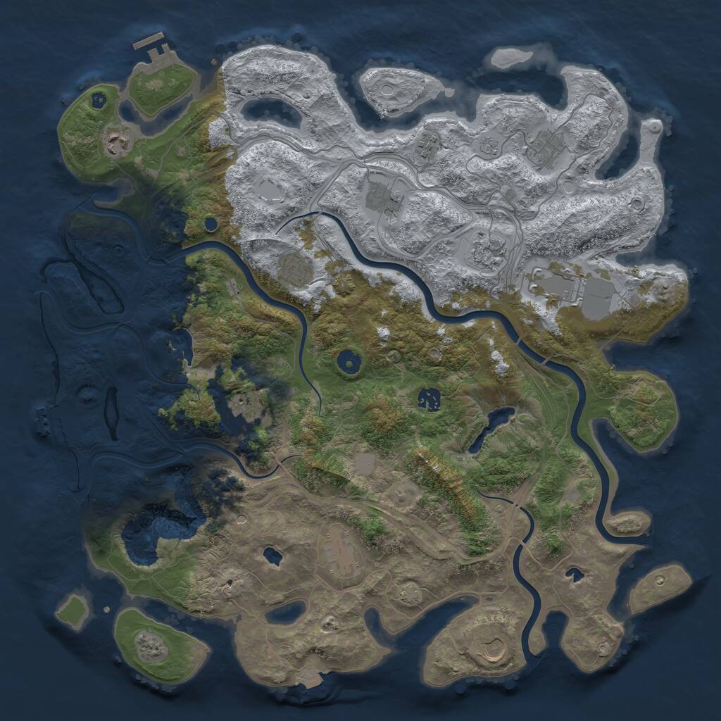 Rust Map: Procedural Map, Size: 4500, Seed: 1406042975, 17 Monuments
