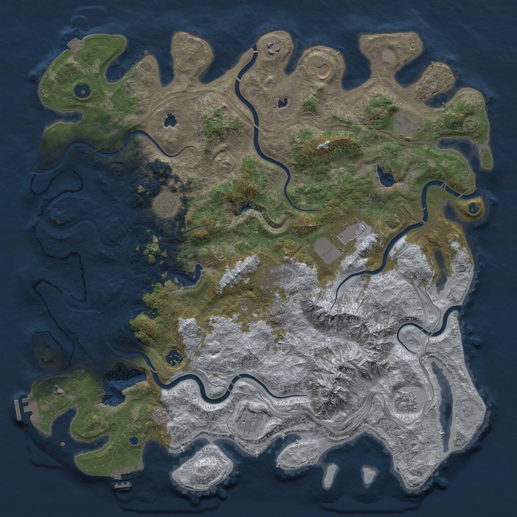 Rust Map: Procedural Map, Size: 5000, Seed: 65436, 16 Monuments