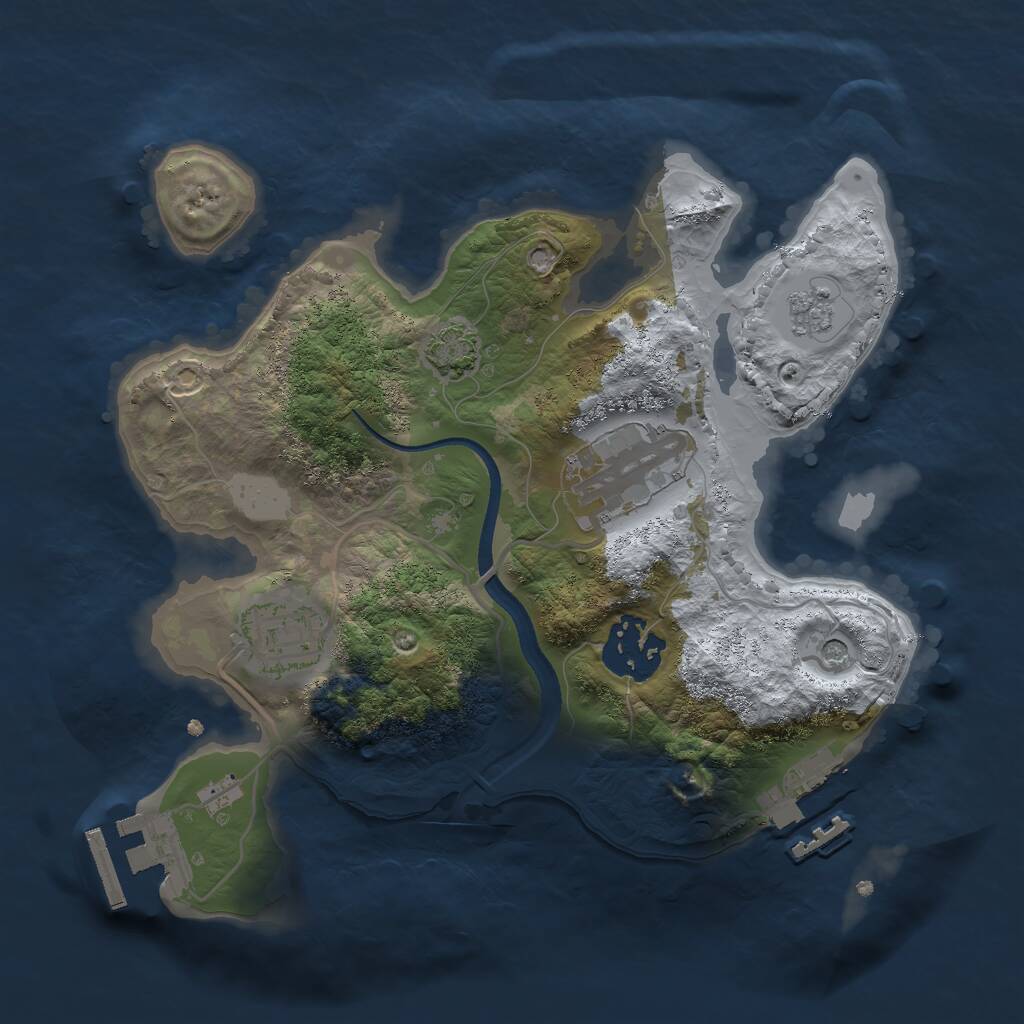 Rust Map: Procedural Map, Size: 2500, Seed: 1795592865, 9 Monuments