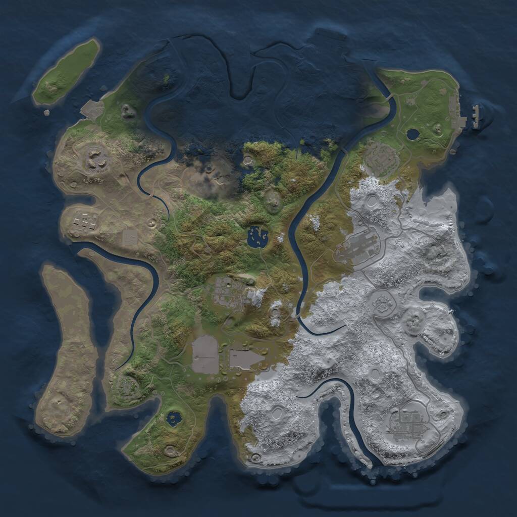 Rust Map: Procedural Map, Size: 3500, Seed: 1079136775, 15 Monuments