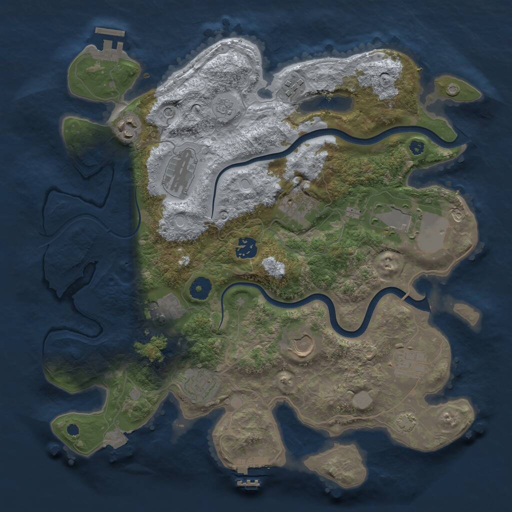 Rust Map: Procedural Map, Size: 3500, Seed: 452143035, 16 Monuments