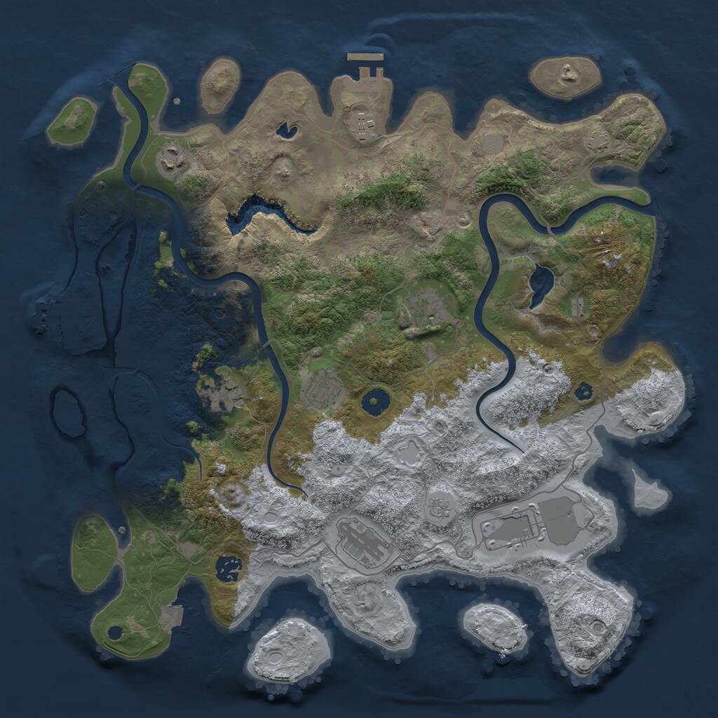 Rust Map: Procedural Map, Size: 4000, Seed: 104268708, 14 Monuments