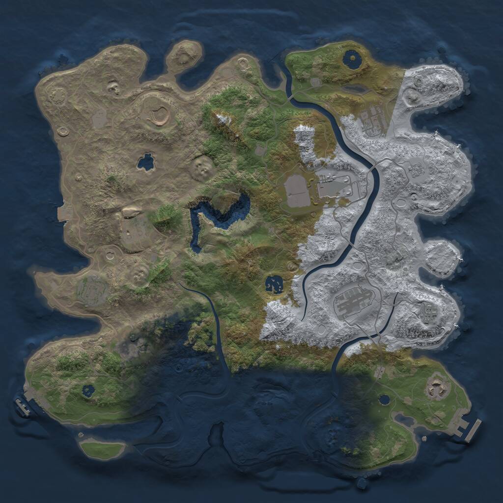 Rust Map: Procedural Map, Size: 4000, Seed: 409181238, 16 Monuments