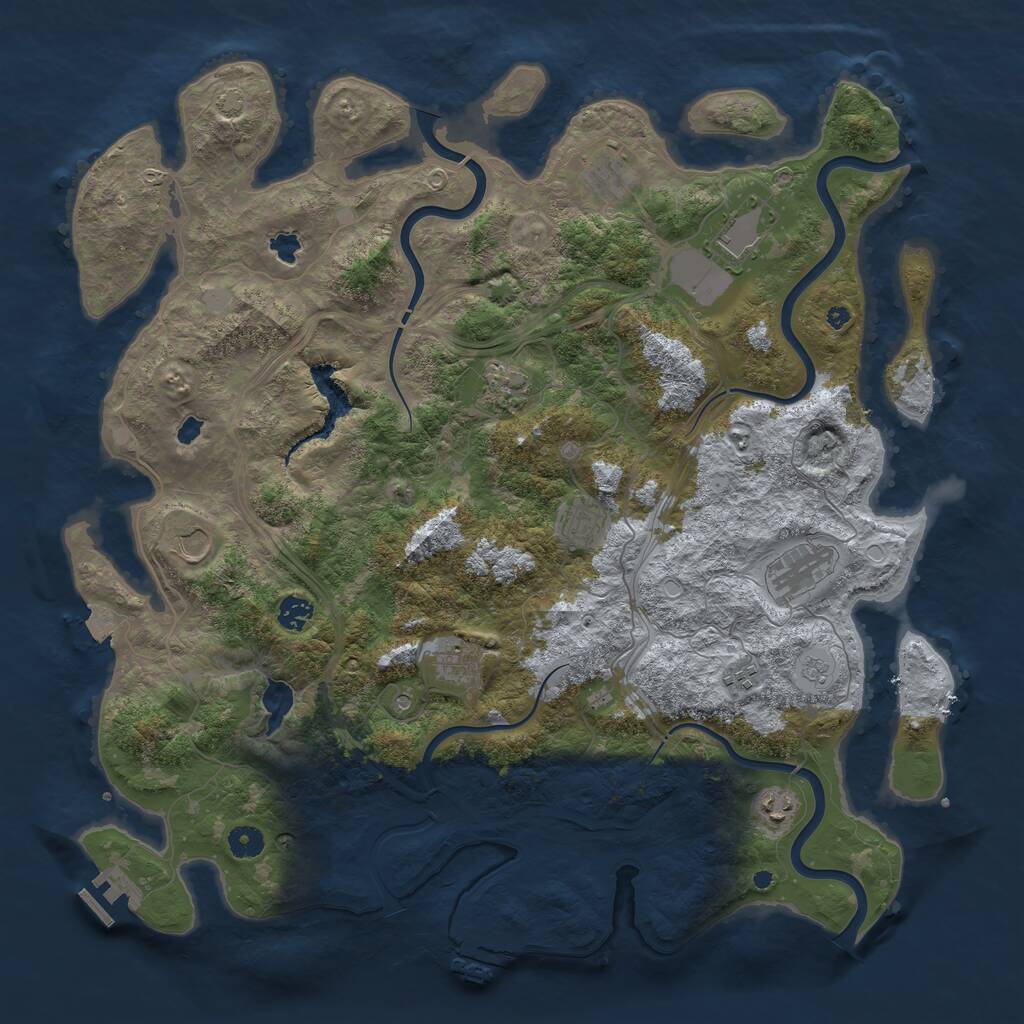 Rust Map: Procedural Map, Size: 4500, Seed: 840529988, 16 Monuments