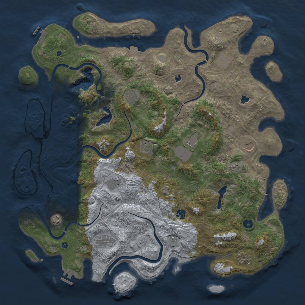 Rust Map: Procedural Map, Size: 4800, Seed: 243555143, 17 Monuments