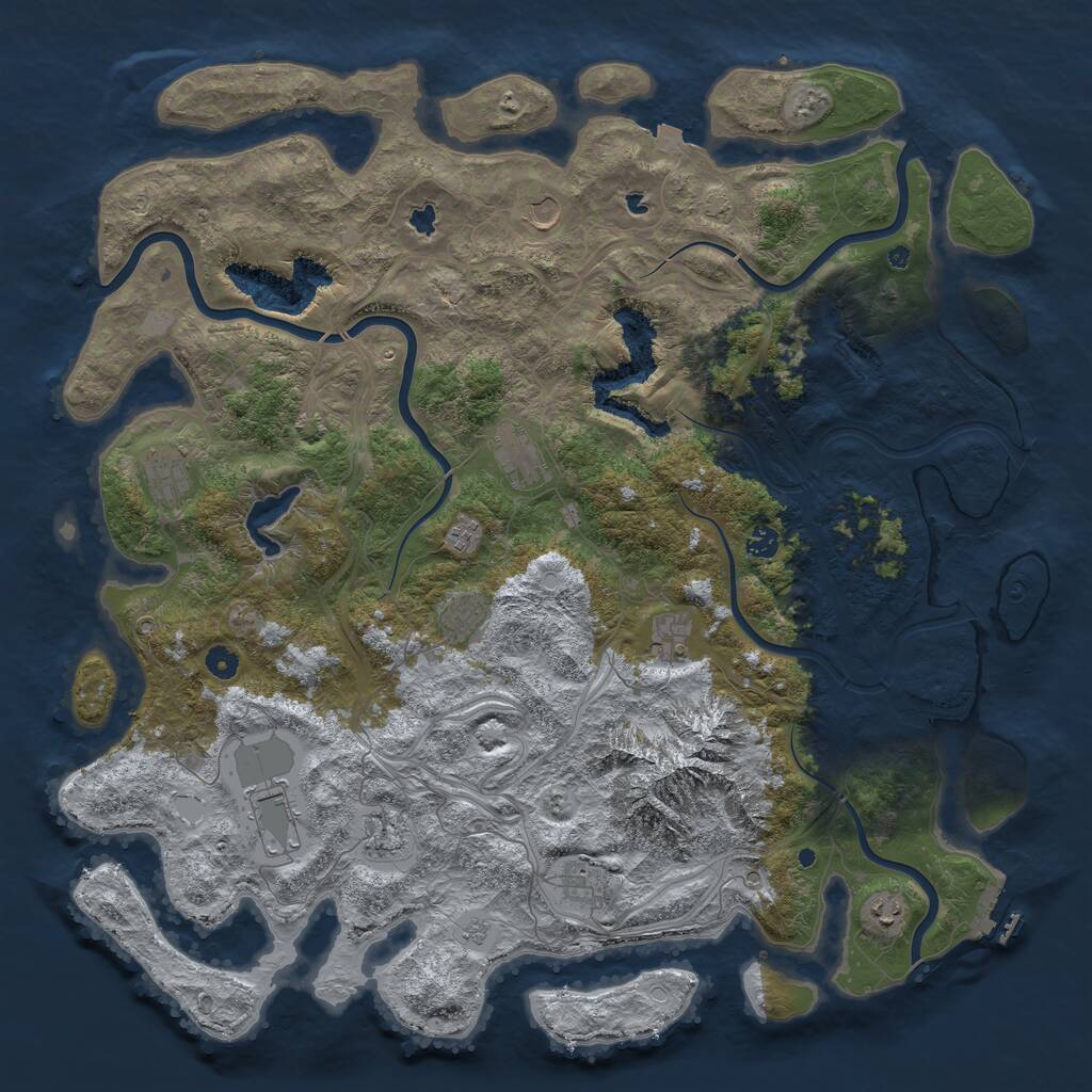 Rust Map: Procedural Map, Size: 5000, Seed: 669873, 16 Monuments