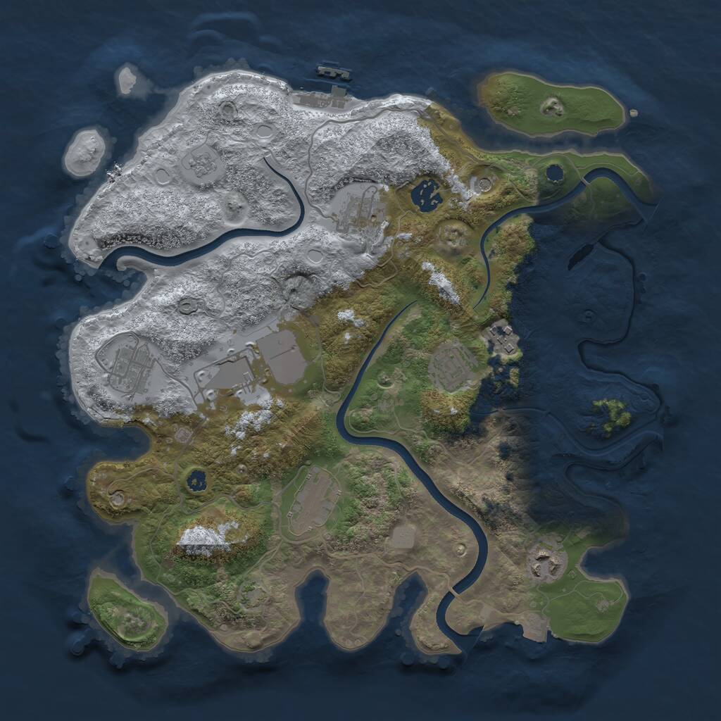 Rust Map: Procedural Map, Size: 3500, Seed: 1563352217, 13 Monuments