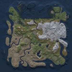 Thumbnail Rust Map: Procedural Map, Size: 4500, Seed: 50752653, 15 Monuments