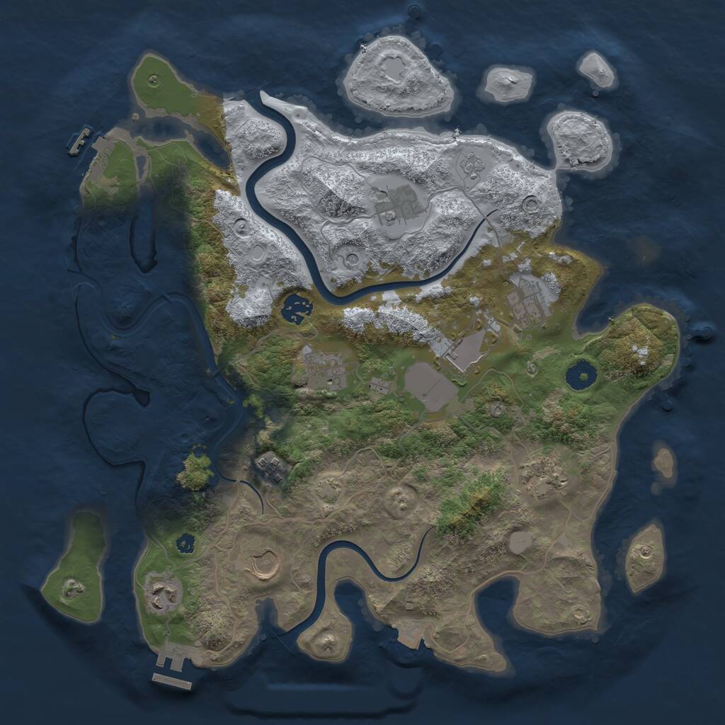 Rust Map: Procedural Map, Size: 3700, Seed: 2056724127, 15 Monuments