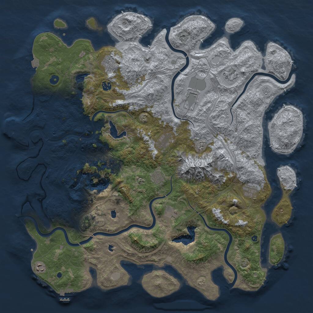 Rust Map: Procedural Map, Size: 5000, Seed: 1274572, 16 Monuments