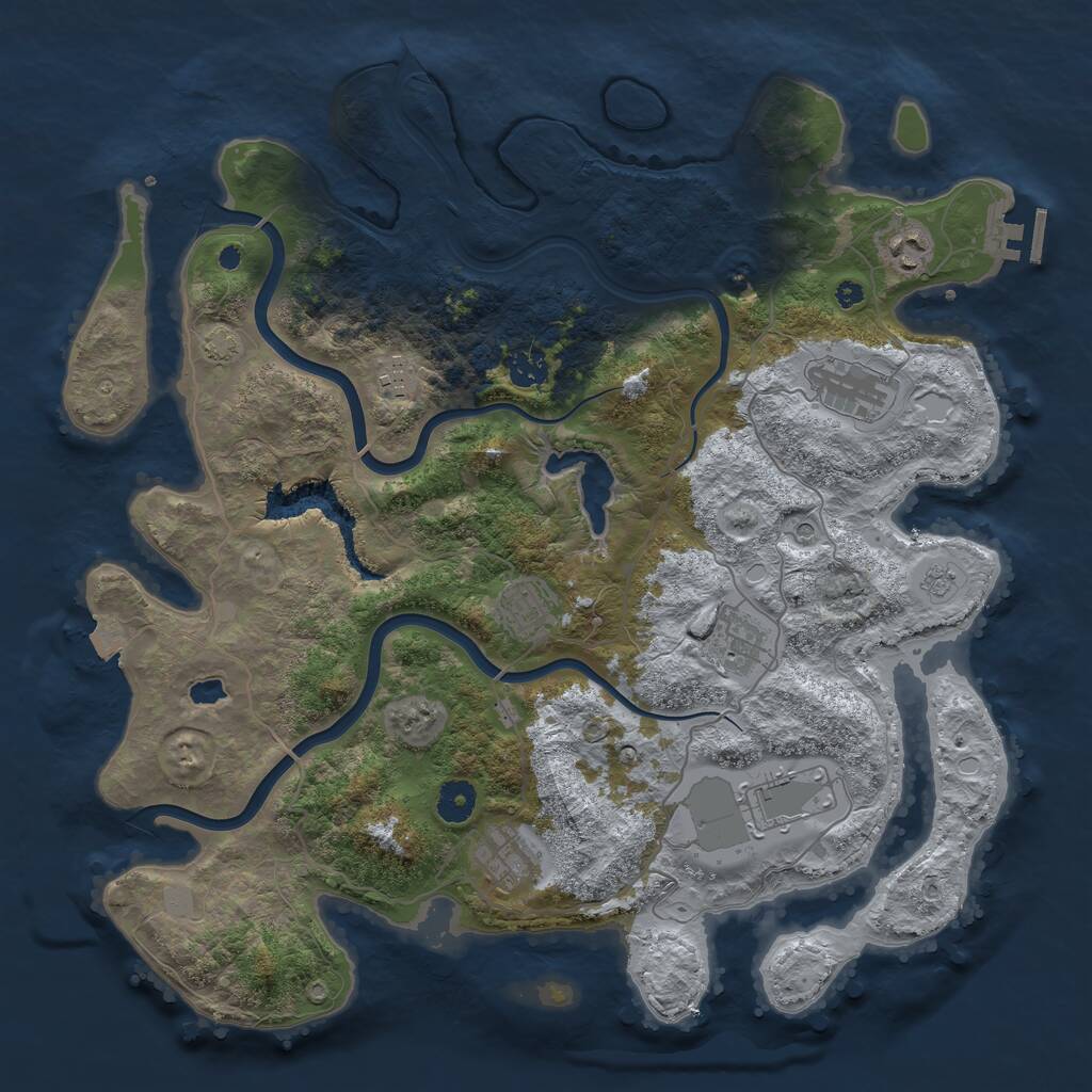 Rust Map: Procedural Map, Size: 4000, Seed: 847291, 13 Monuments