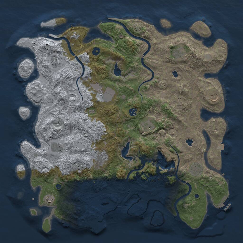 Rust Map: Procedural Map, Size: 4500, Seed: 1210395022, 17 Monuments