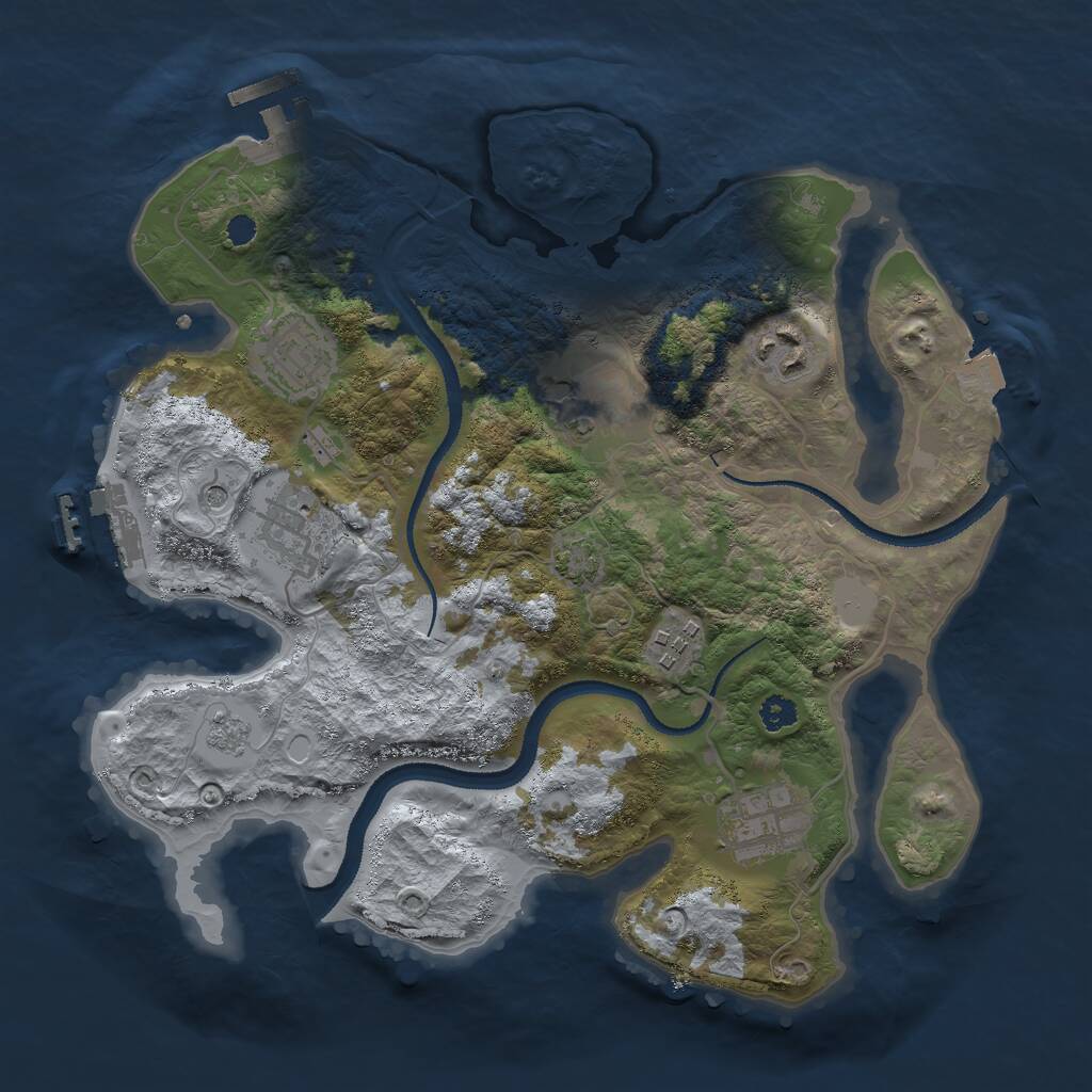 Rust Map: Procedural Map, Size: 3000, Seed: 178055334, 12 Monuments