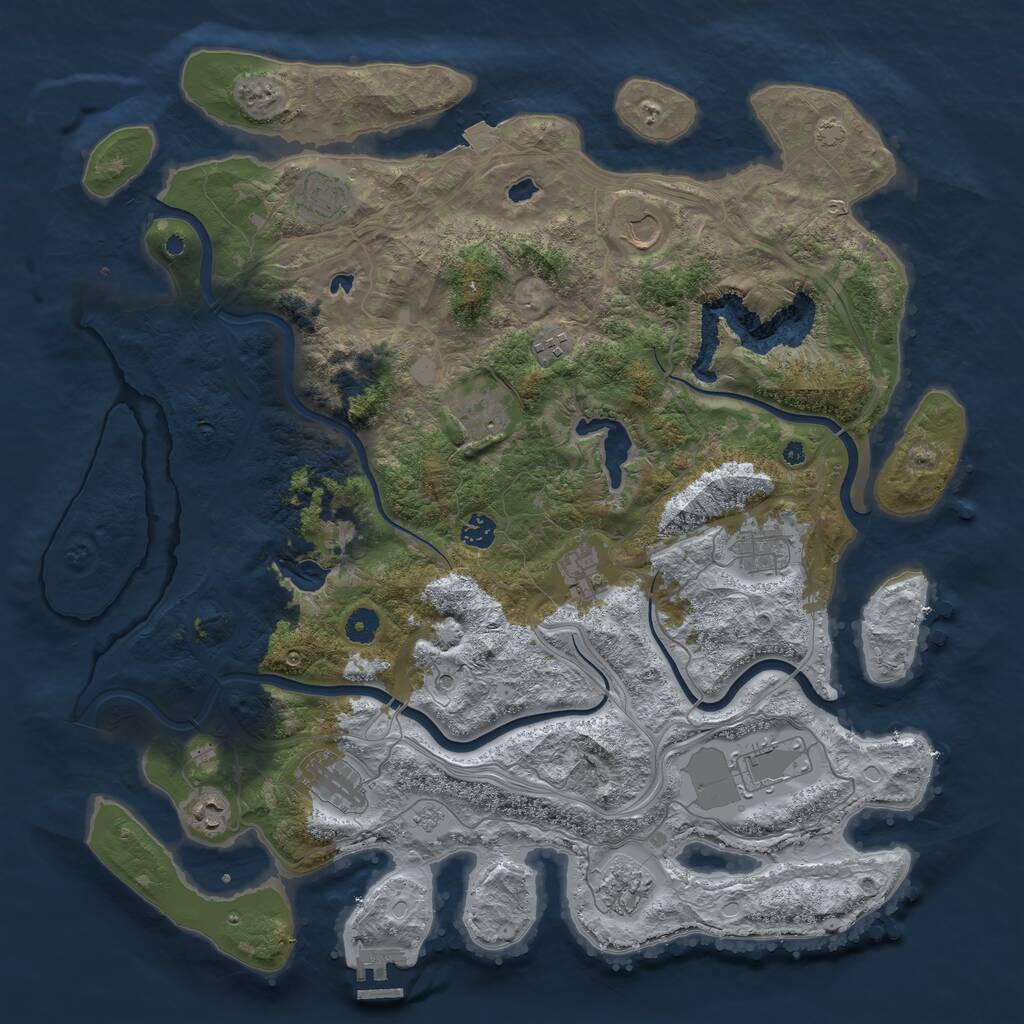 Rust Map: Procedural Map, Size: 4500, Seed: 352293058, 16 Monuments