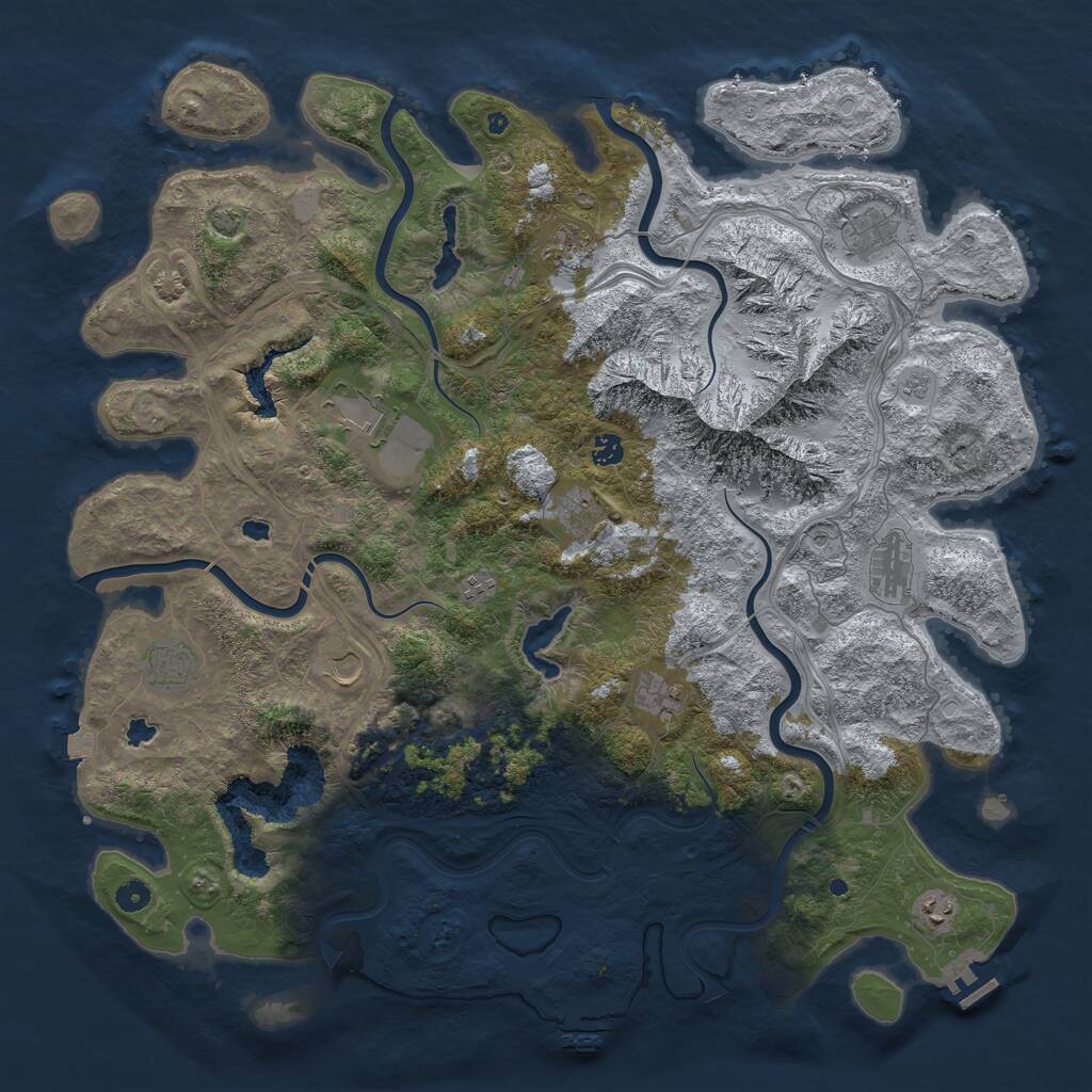 Rust Map: Procedural Map, Size: 5000, Seed: 3720, 17 Monuments